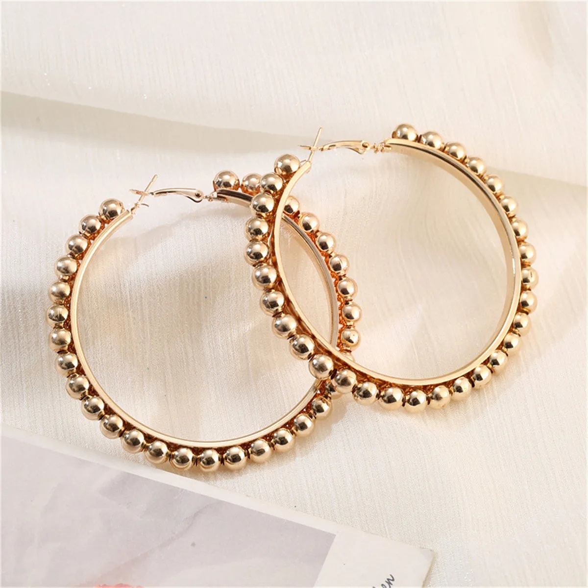 18K Gold-Plated Bead Hoop Earrings