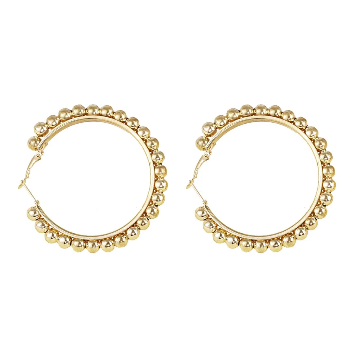 18K Gold-Plated Bead Hoop Earrings