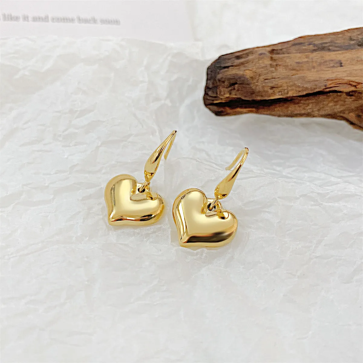 18K Gold-Plated Heart Drop Earrings