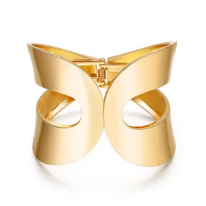 18K Gold-Plated Openwork Drop End Hinge Bangle