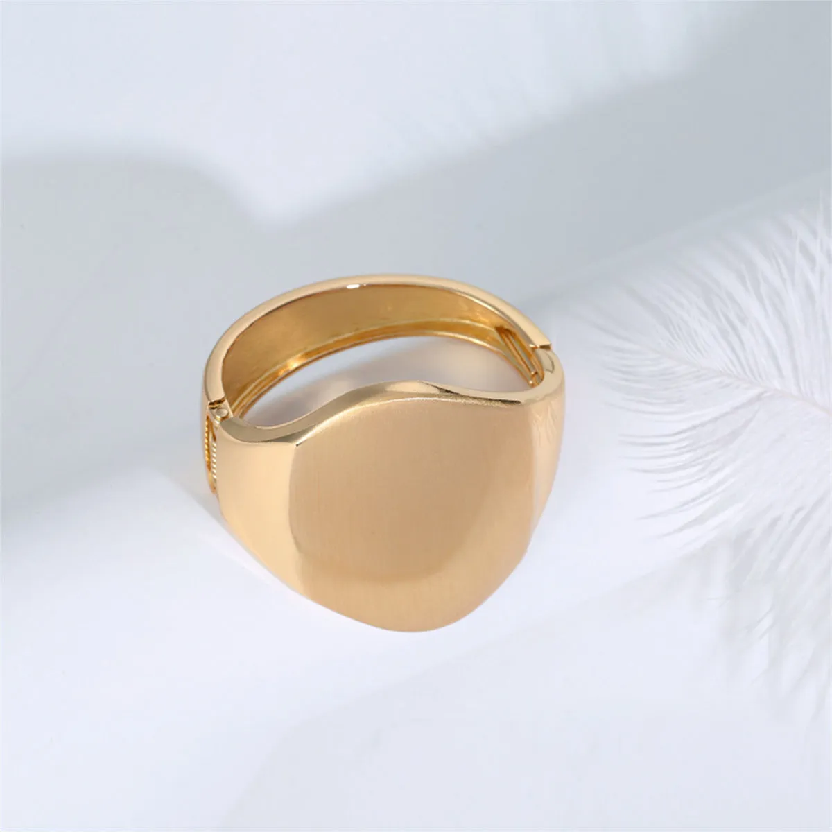 18K Gold-Plated Oval Face Hinge Bangle