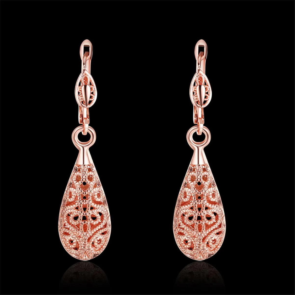 18K Rose Gold-Plated Openwork Teardrop Earrings