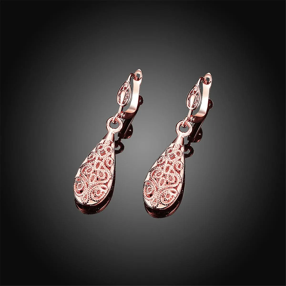 18K Rose Gold-Plated Openwork Teardrop Earrings
