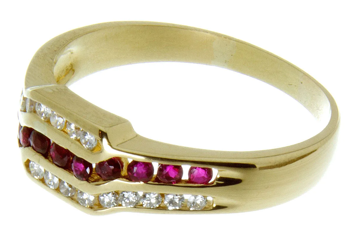 18k Ruby & Diamond Band Ring