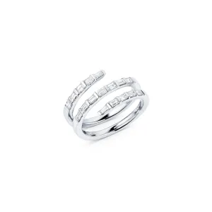 18kt White Gold 0.84ctw Diamond Swirled Ring