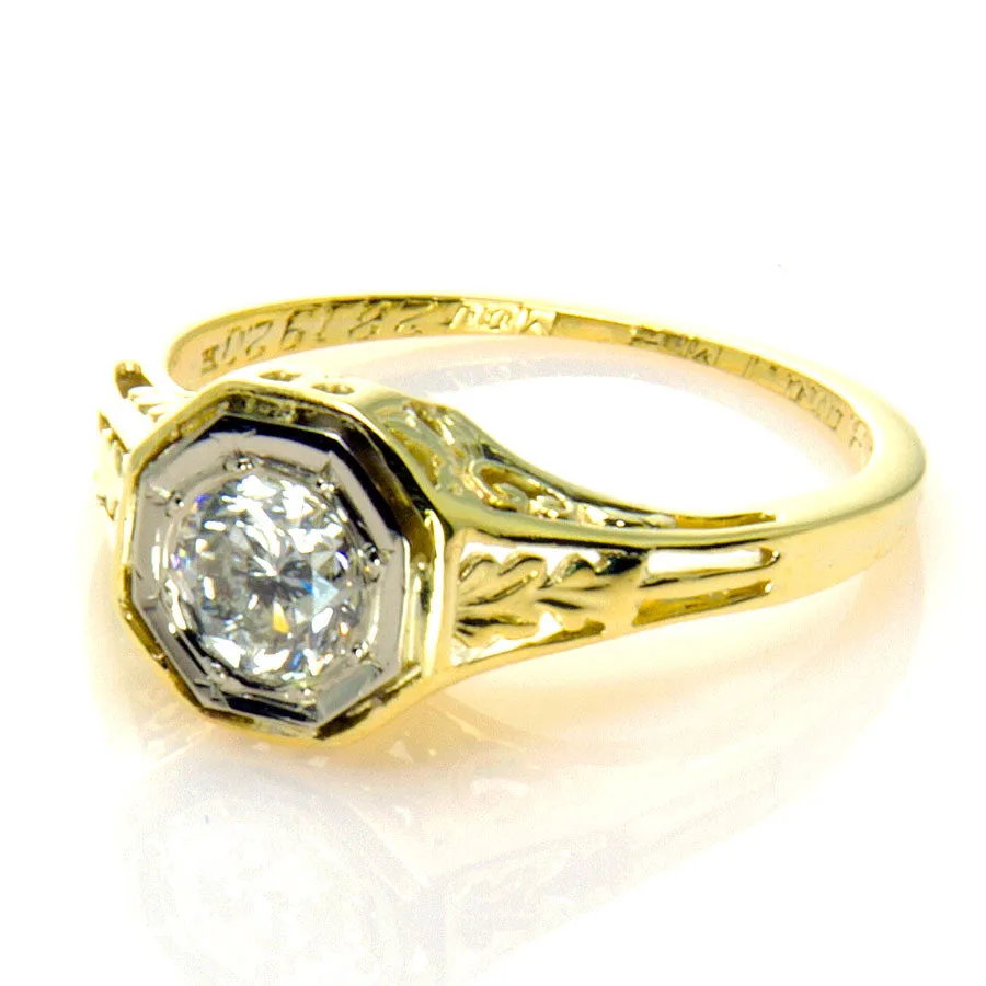 1920s Filigree Solitaire Diamond Engagement Ring