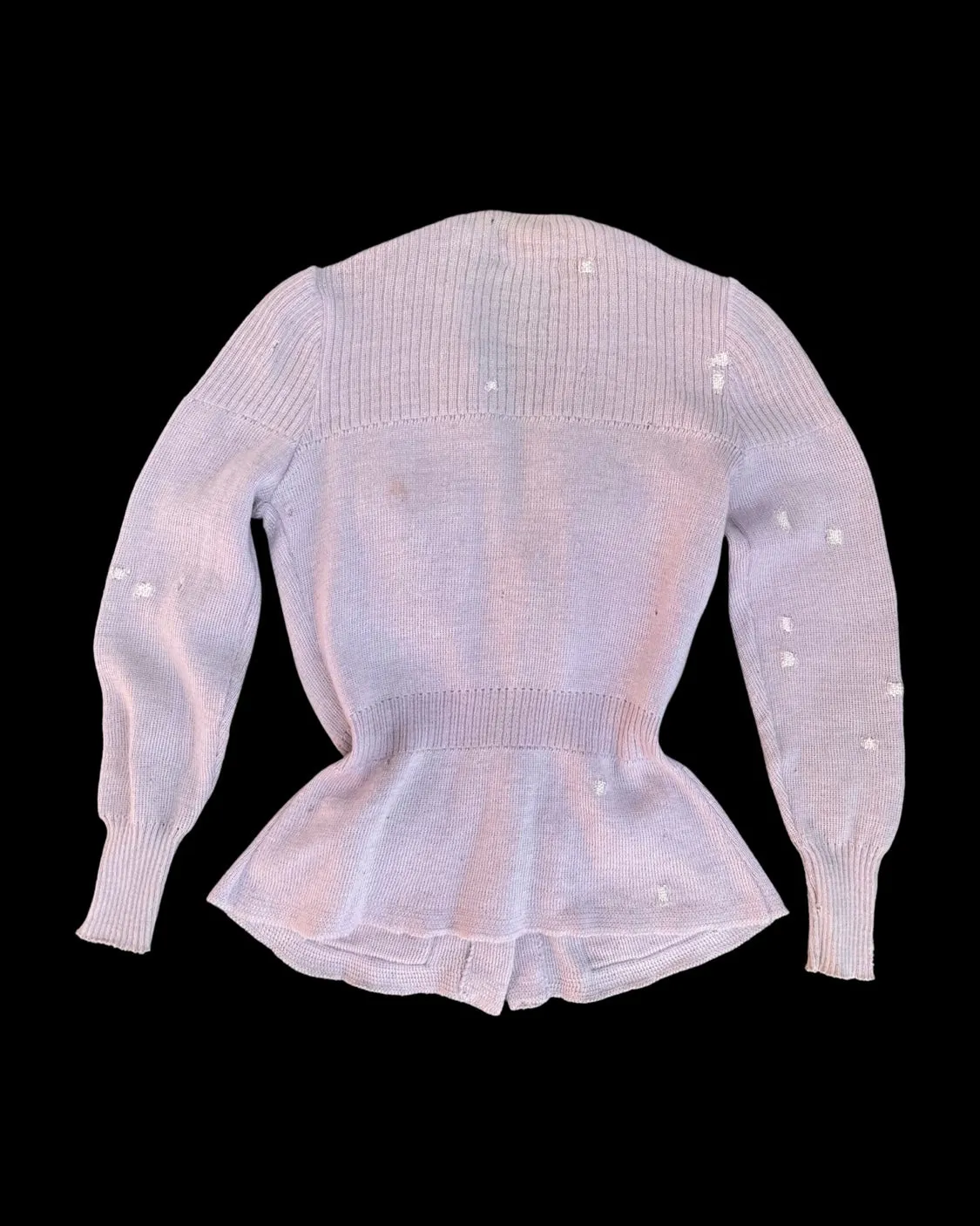 1930s Lilac Wool Knit Womens Pocket Cardigan