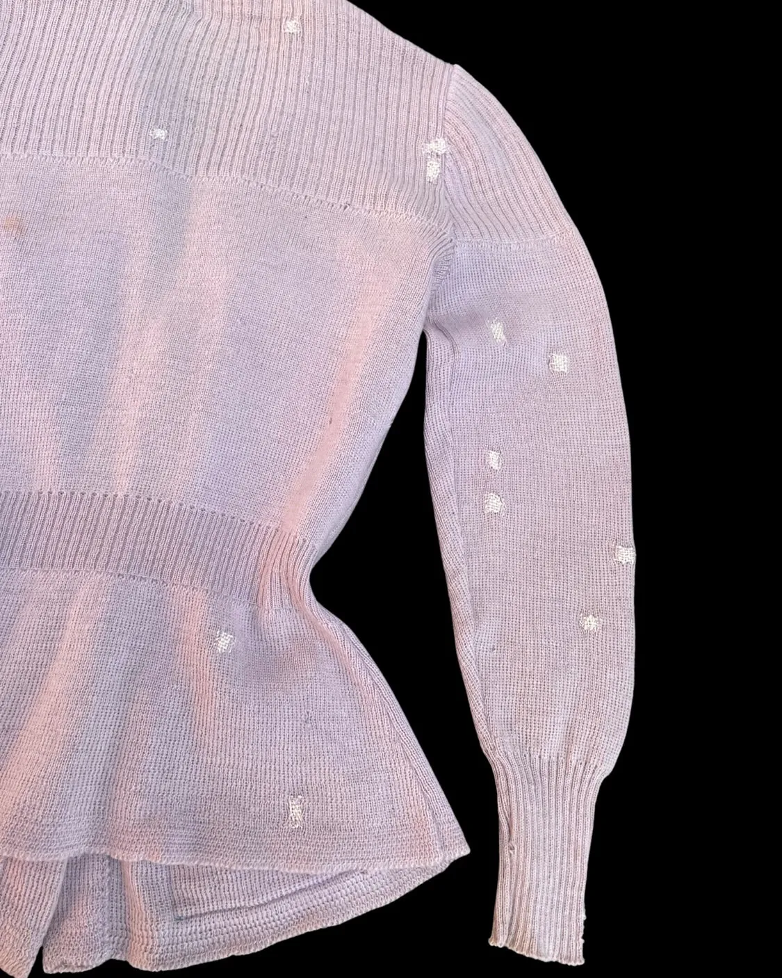 1930s Lilac Wool Knit Womens Pocket Cardigan