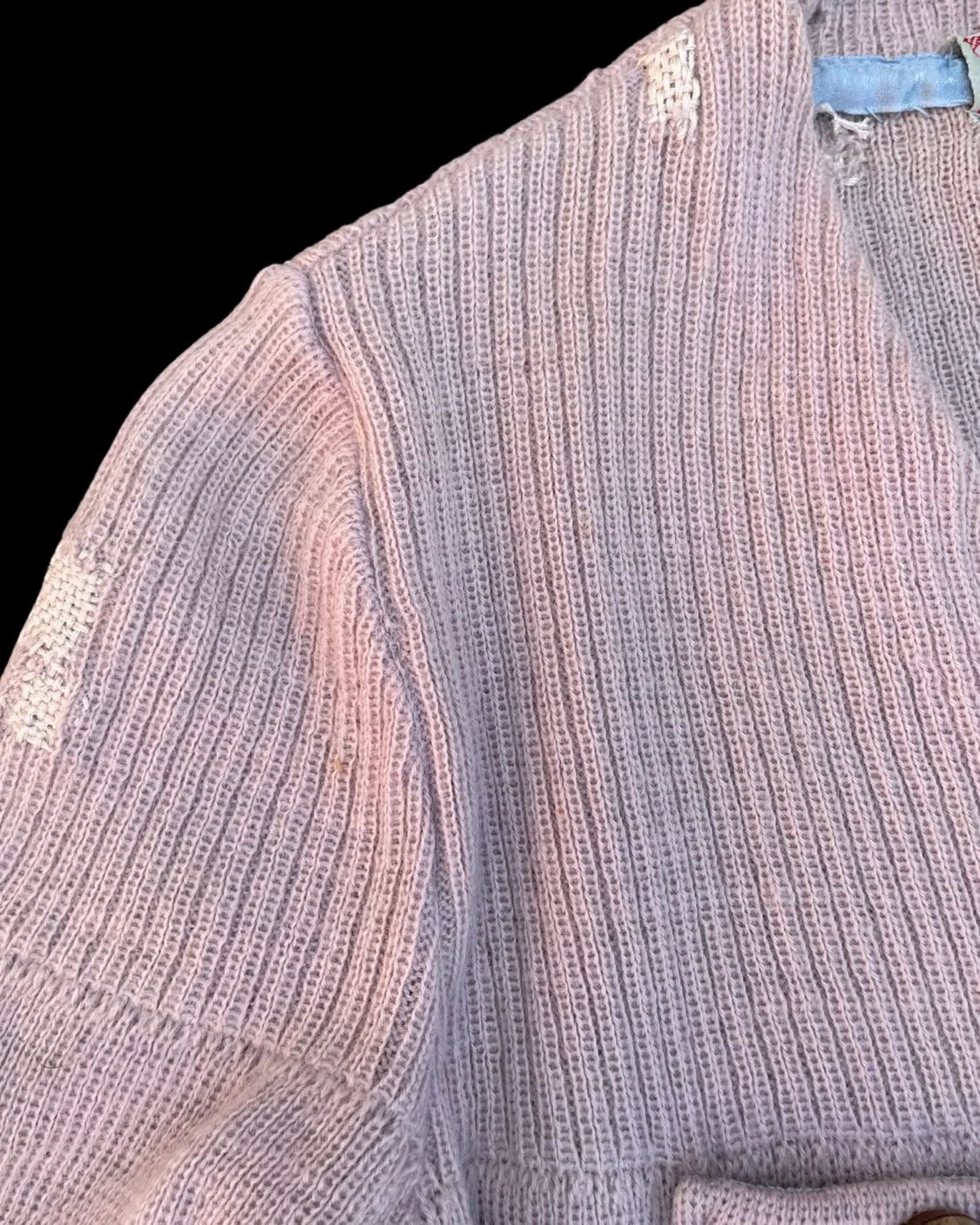 1930s Lilac Wool Knit Womens Pocket Cardigan