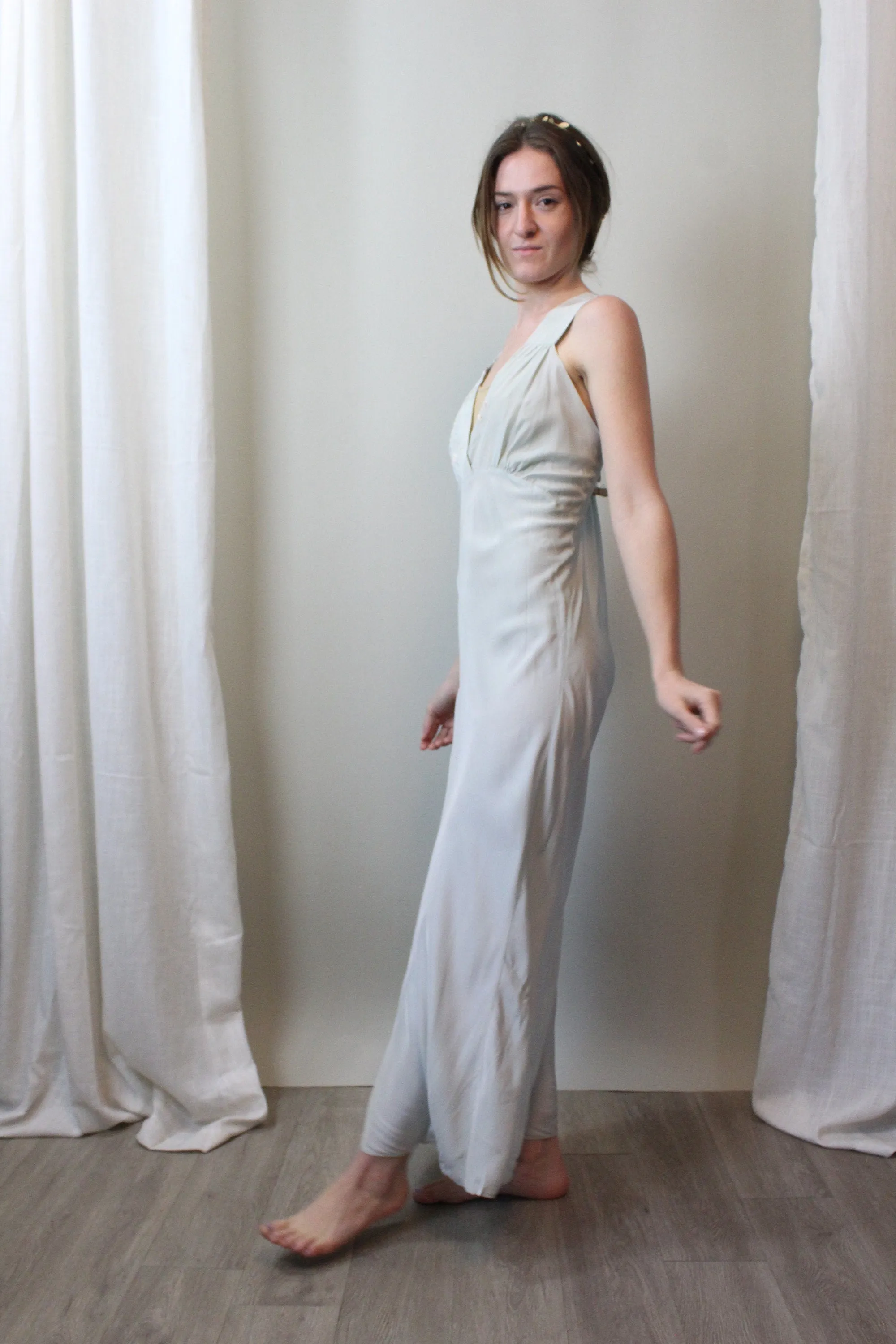 1930s PALE BLUE rayon nightgown dress small | new spring