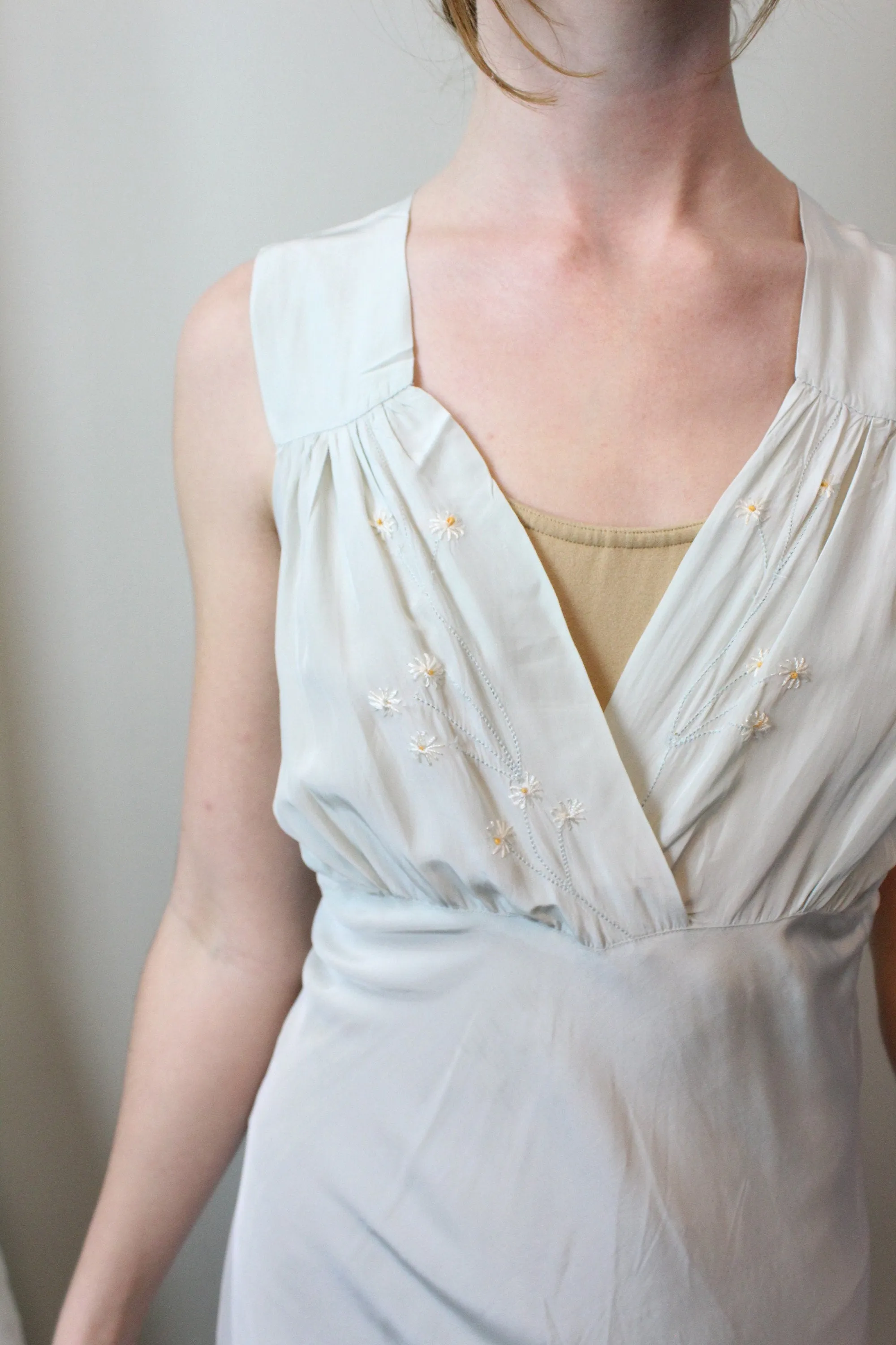 1930s PALE BLUE rayon nightgown dress small | new spring