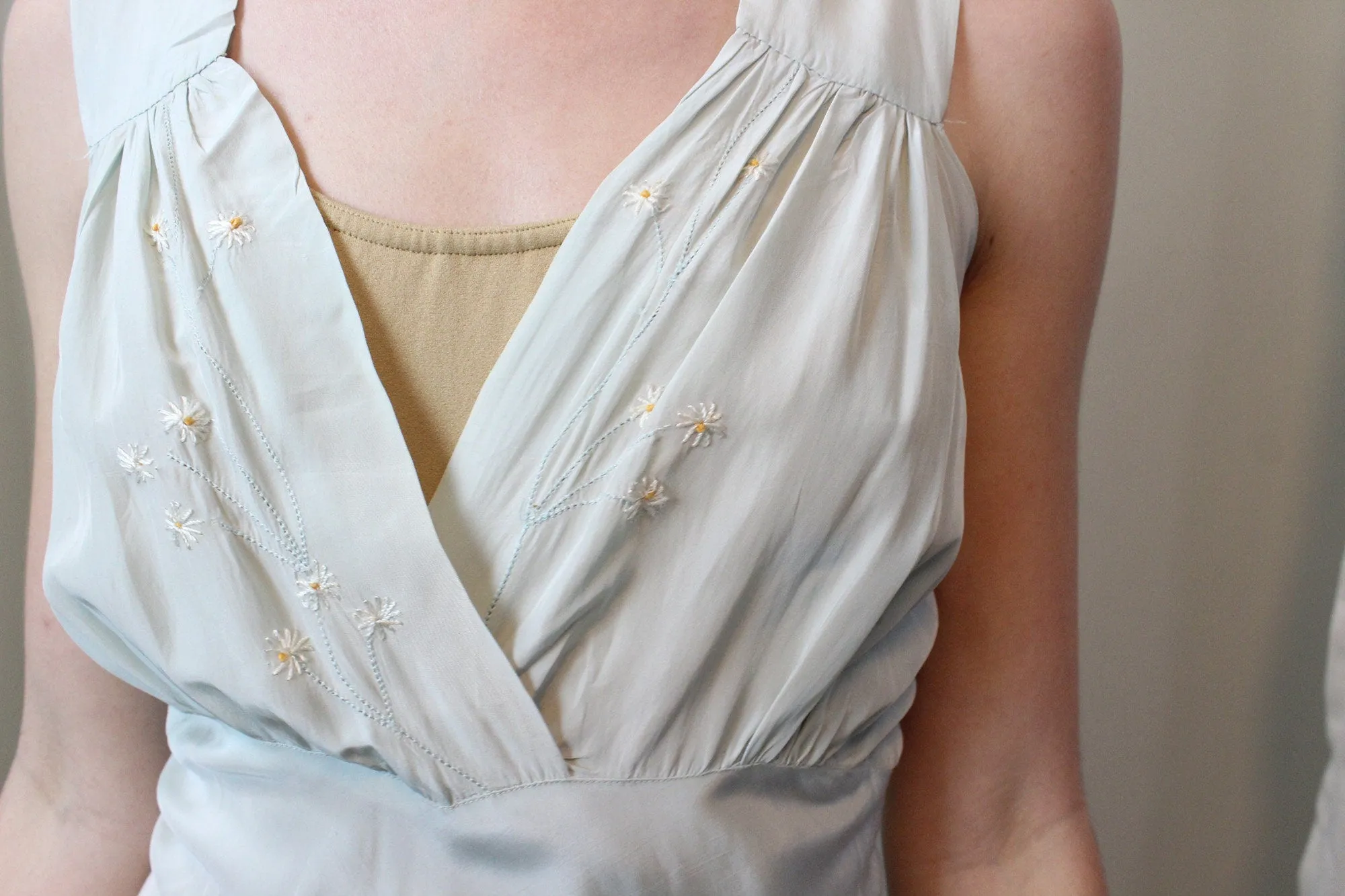 1930s PALE BLUE rayon nightgown dress small | new spring