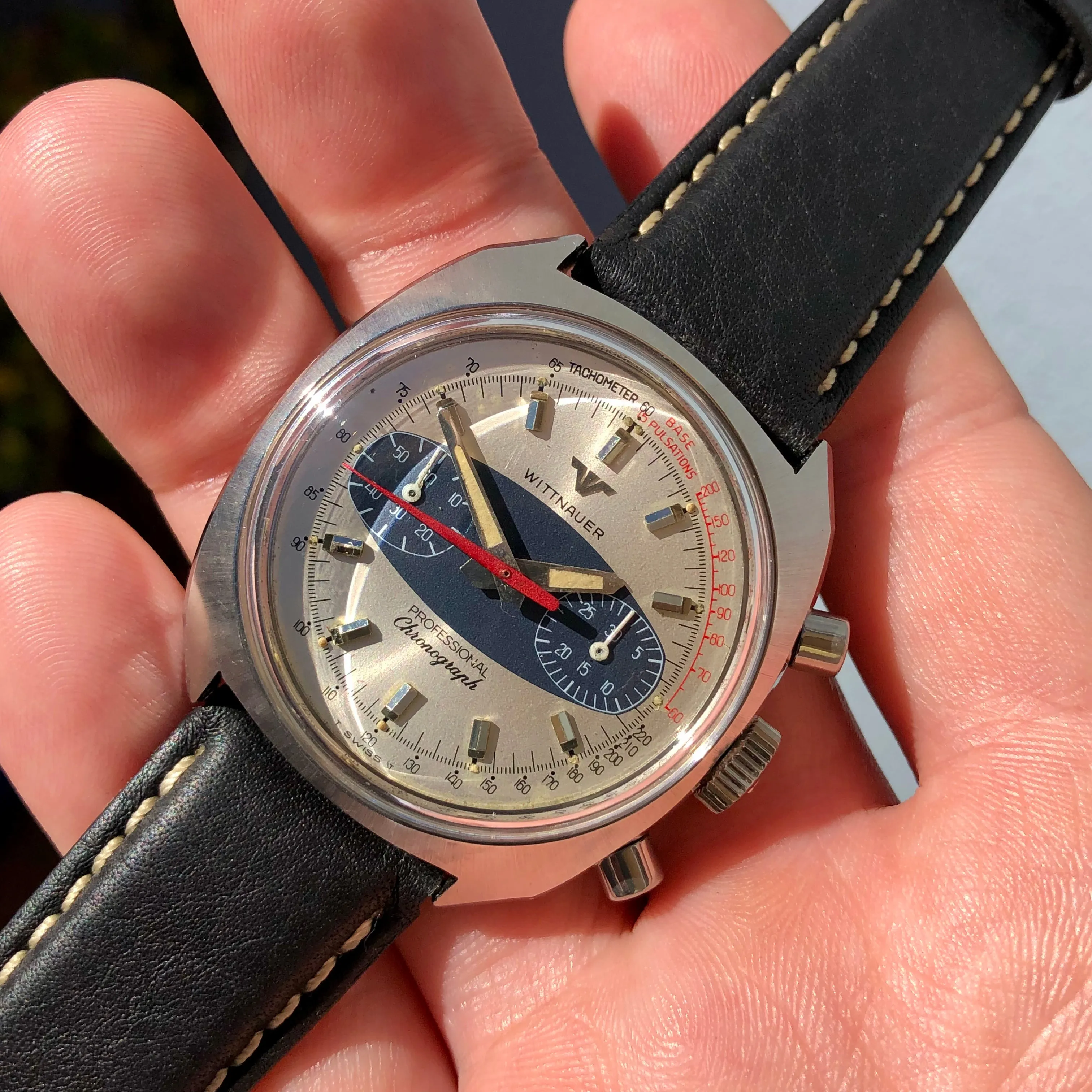 1960s Vintage Wittnauer Professional Chronograph 247T 37mm Steel Wristwatch