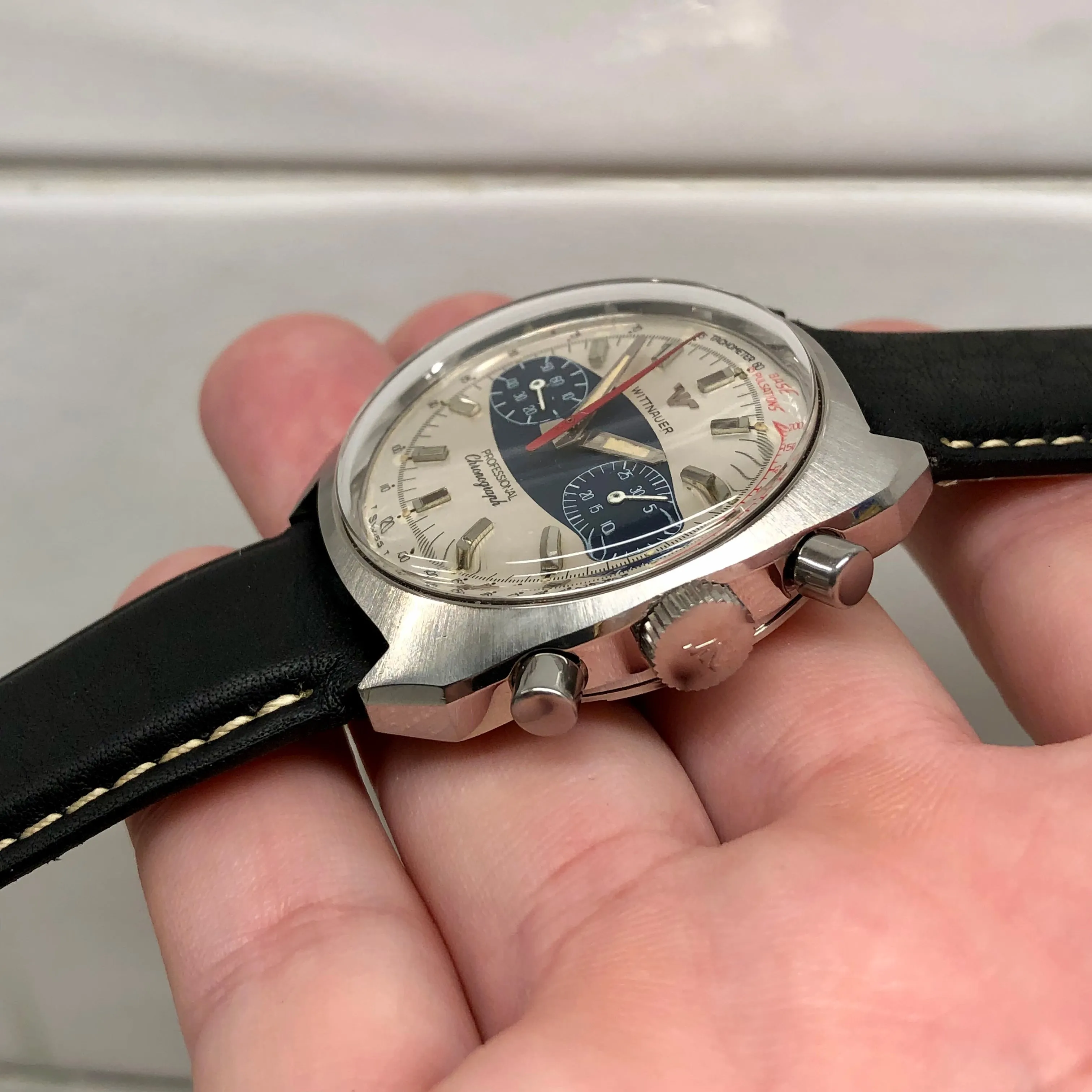 1960s Vintage Wittnauer Professional Chronograph 247T 37mm Steel Wristwatch