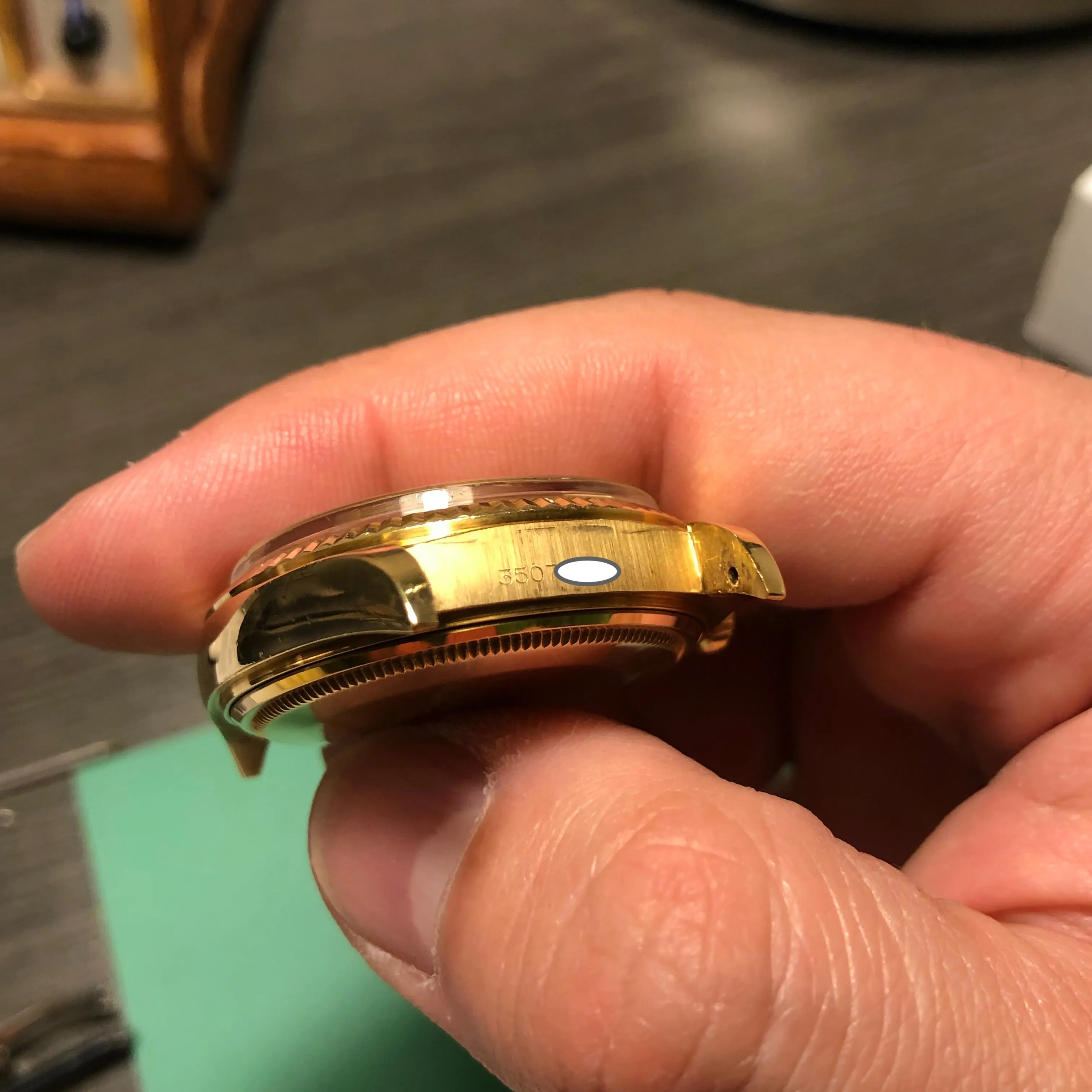 1972 Rolex President 1803 Day Date Yellow Gold Pie Pan Champagne Dial Wristwatch