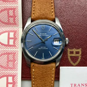 1982 Tudor Prince Oysterdate 74000 Steel Blue Dial Automatic Wristwatch with Box Papers