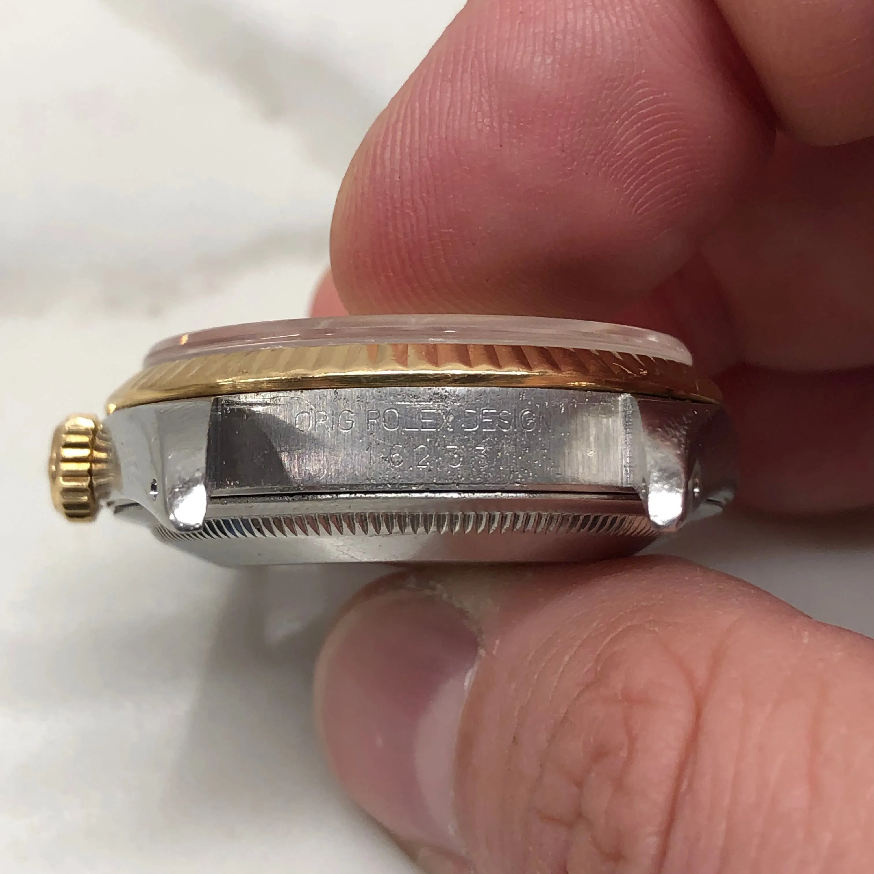 1990 Rolex Datejust 16233 Silver Stainless Steel Gold Two Tone Jubilee Wristwatch