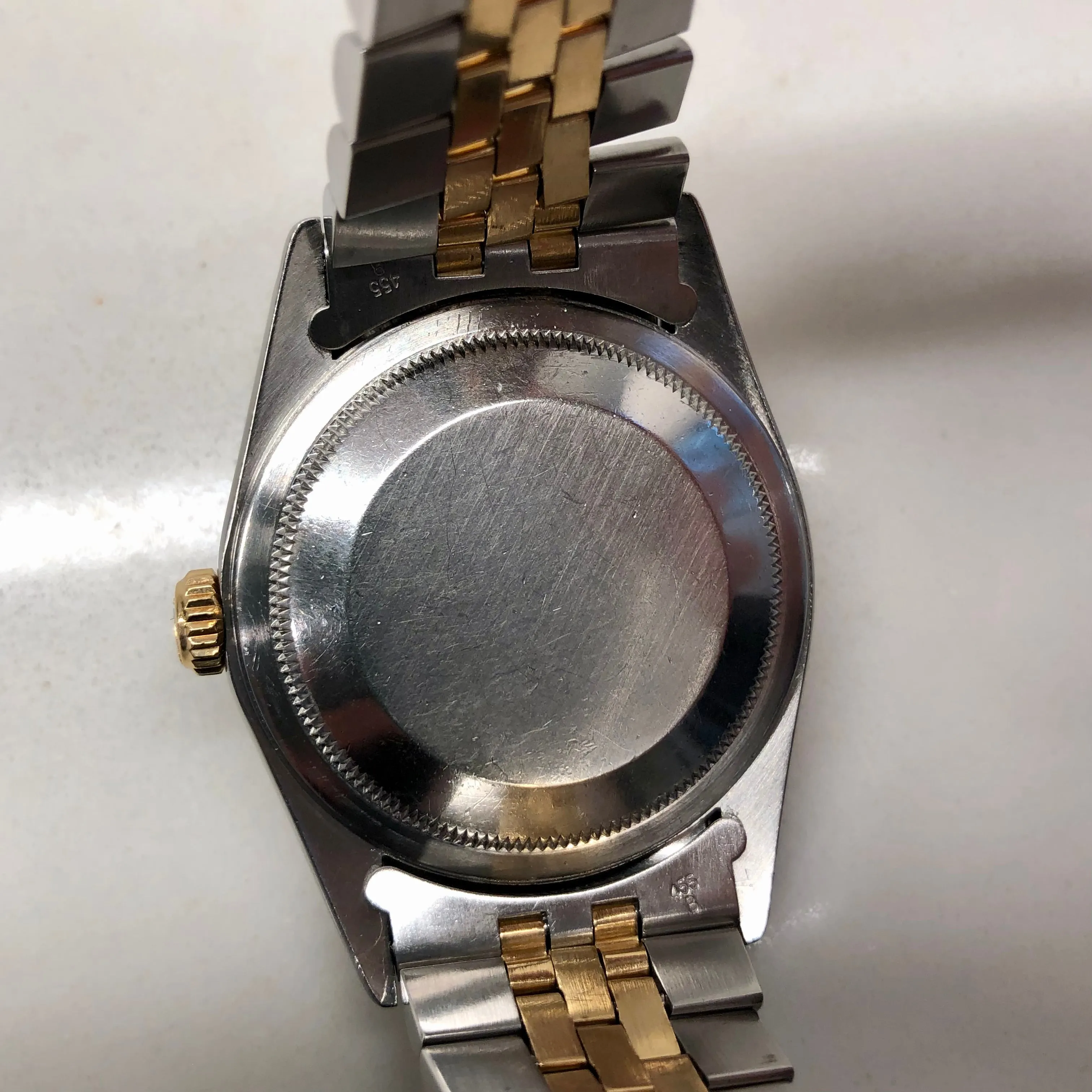 1990 Rolex Datejust 16233 Silver Stainless Steel Gold Two Tone Jubilee Wristwatch