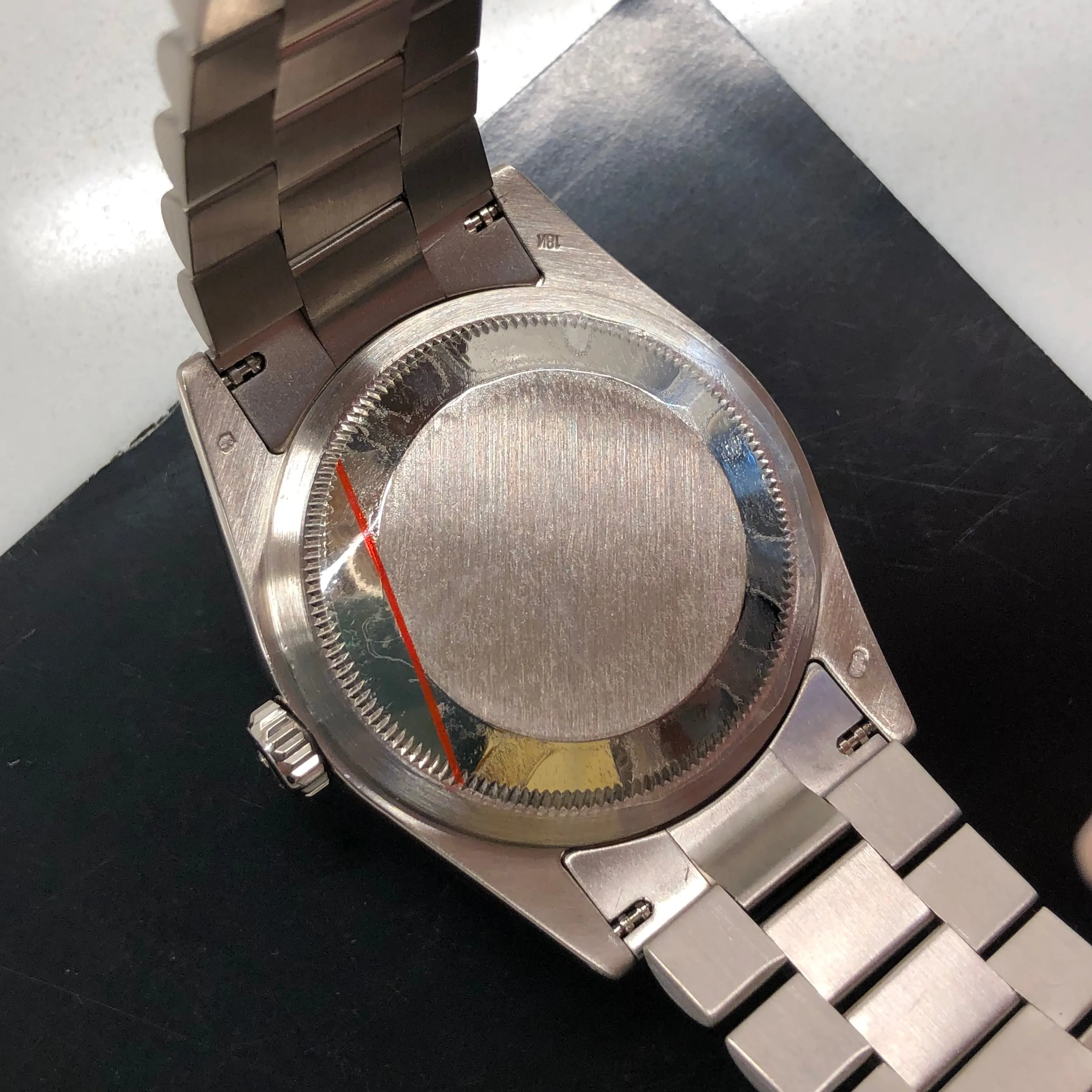 2000 Rolex President 118239 Day Date 18K White Gold Bronze Diamond Roman Dial Wristwatch