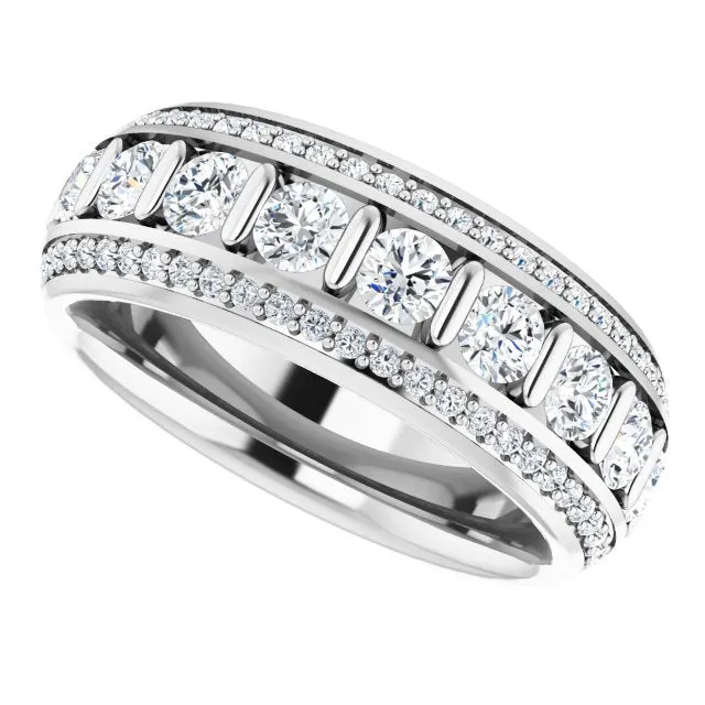 2.17 ct. Round Diamond Eternity Band Triple Row Diamond Ring