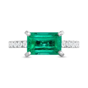 2.42 Ct. Emerald-Cut Emerald Solitaire Ring with Diamond Accents 14k Gold