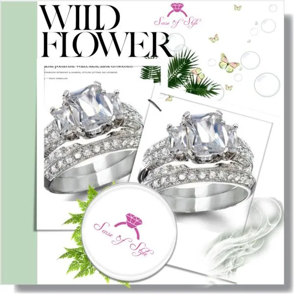 2.84ct Princess Cut Wedding Ring Set Engagement Diamond Simulated 925 Sterling Silver
