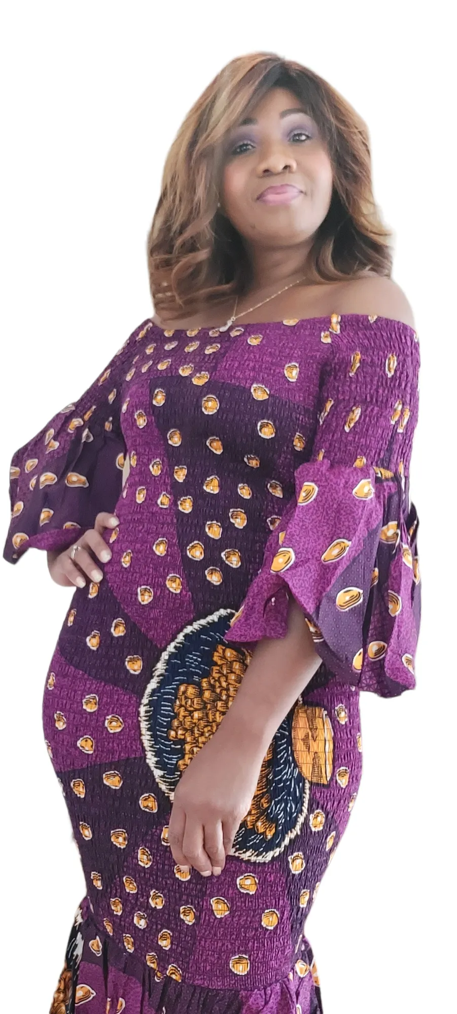 2pc Stretch Dress | African Print | Smock Fitted Mermaid | One Size | Geri's Bluffing Boutique