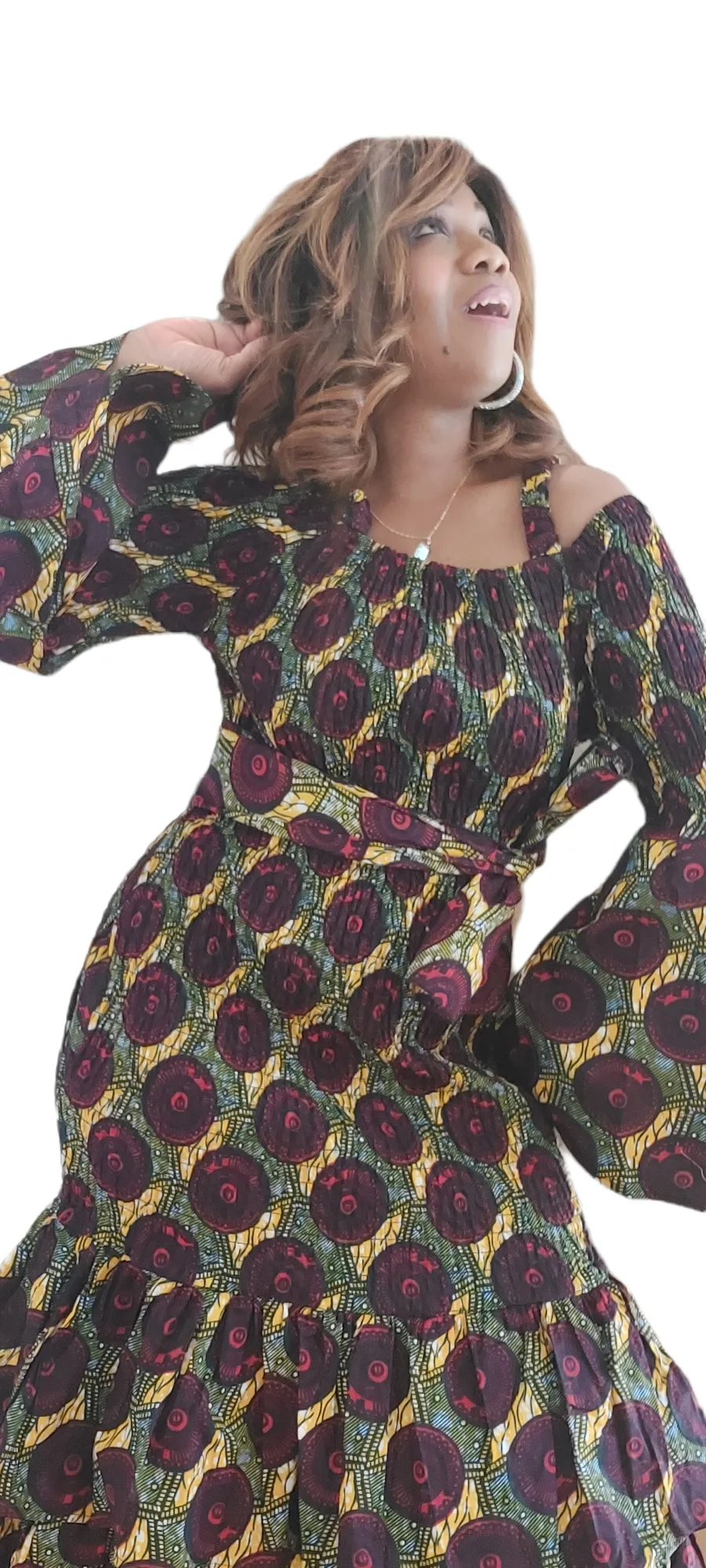 2pc Stretch Dress | African Print | Smock Fitted Mermaid | One Size | Geri's Bluffing Boutique