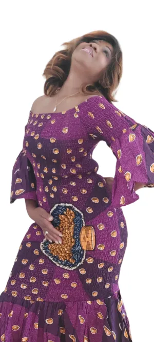 2pc Stretch Dress | African Print | Smock Fitted Mermaid | One Size | Geri's Bluffing Boutique