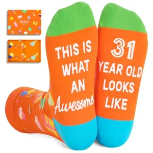 31st Birthday Gifts for Women Men, Best Gifts for 31 Year Old Woman Man, 31 Year Old Gifts, Socks for Her Him Female Male