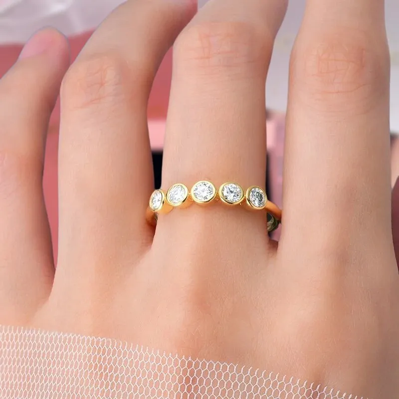 3mm Round Diamond Wedding Band in Bezel Setting