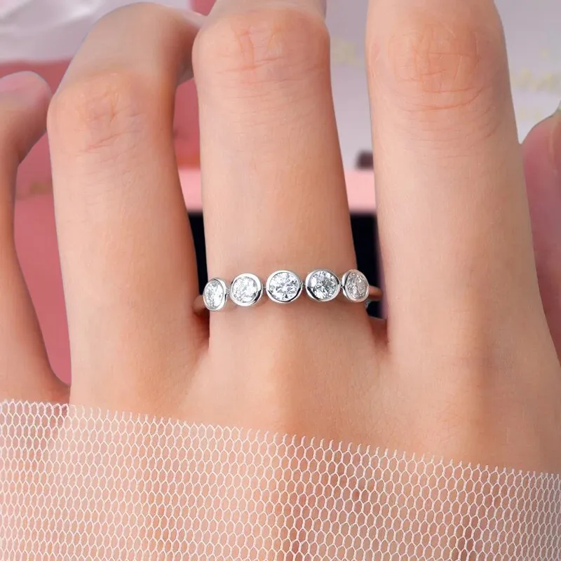 3mm Round Diamond Wedding Band in Bezel Setting