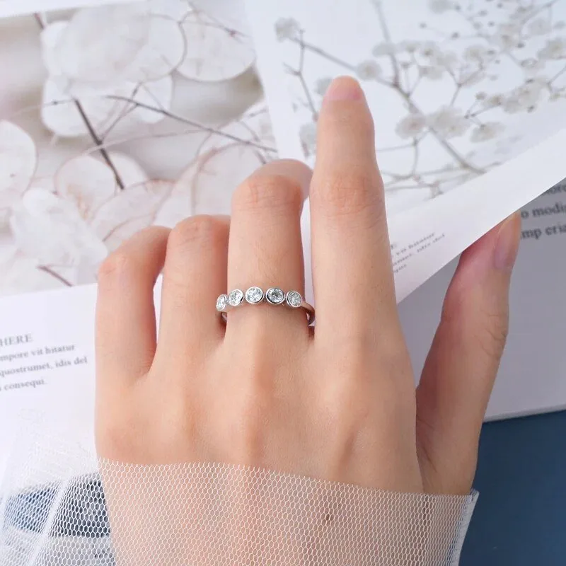 3mm Round Diamond Wedding Band in Bezel Setting