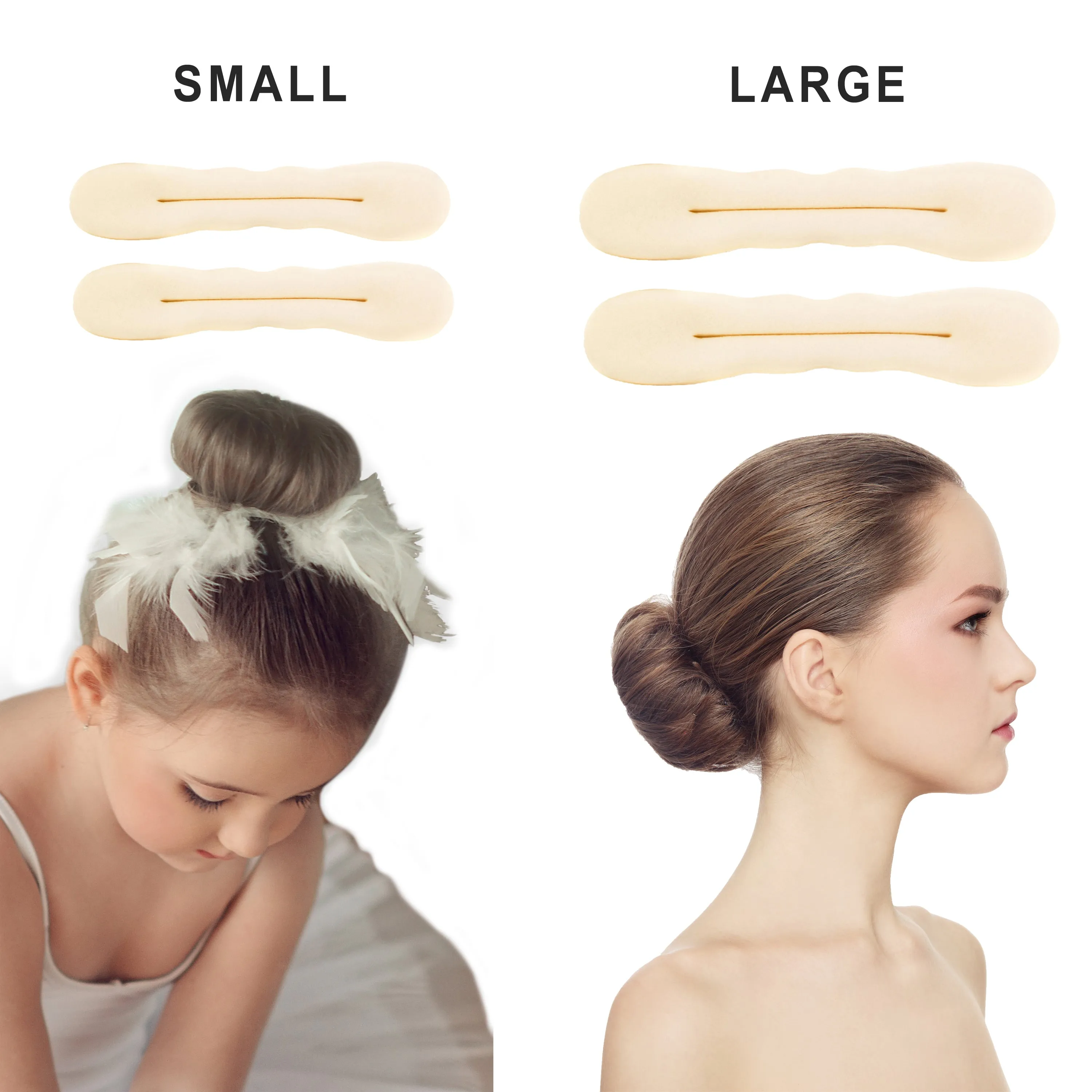 4 Pieces Beige Blonde Magic Hair Bun Maker Foam Sponge Bun Twist Shaper