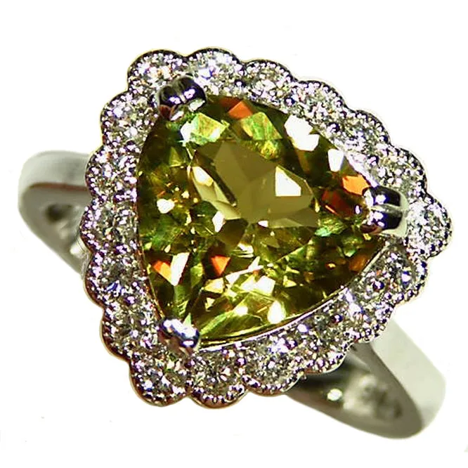4.09ct Zultanite .61ct Diamond Halo 14k White Gold Ring