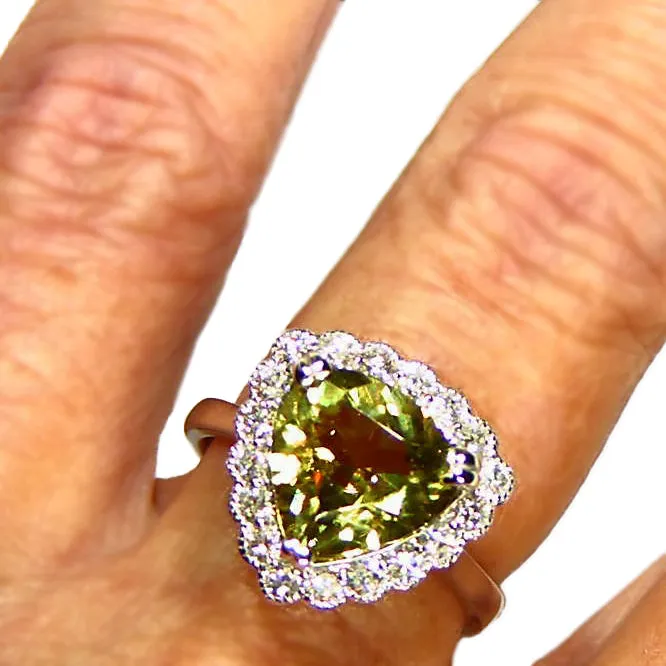 4.09ct Zultanite .61ct Diamond Halo 14k White Gold Ring