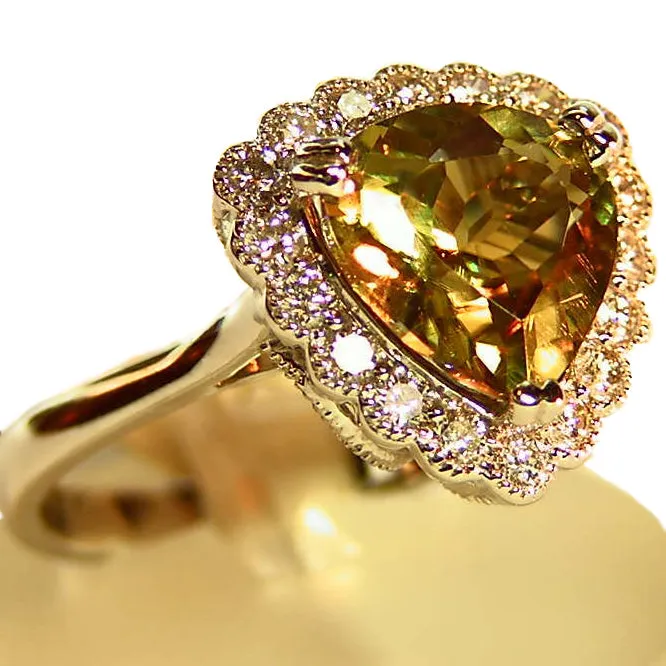 4.09ct Zultanite .61ct Diamond Halo 14k White Gold Ring