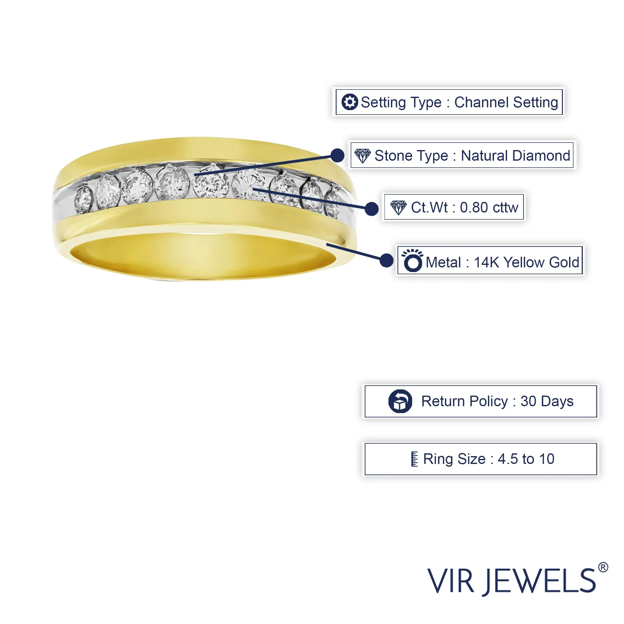 4/5 cttw Comfort Fit Diamond Wedding Band in 14K Yellow Gold