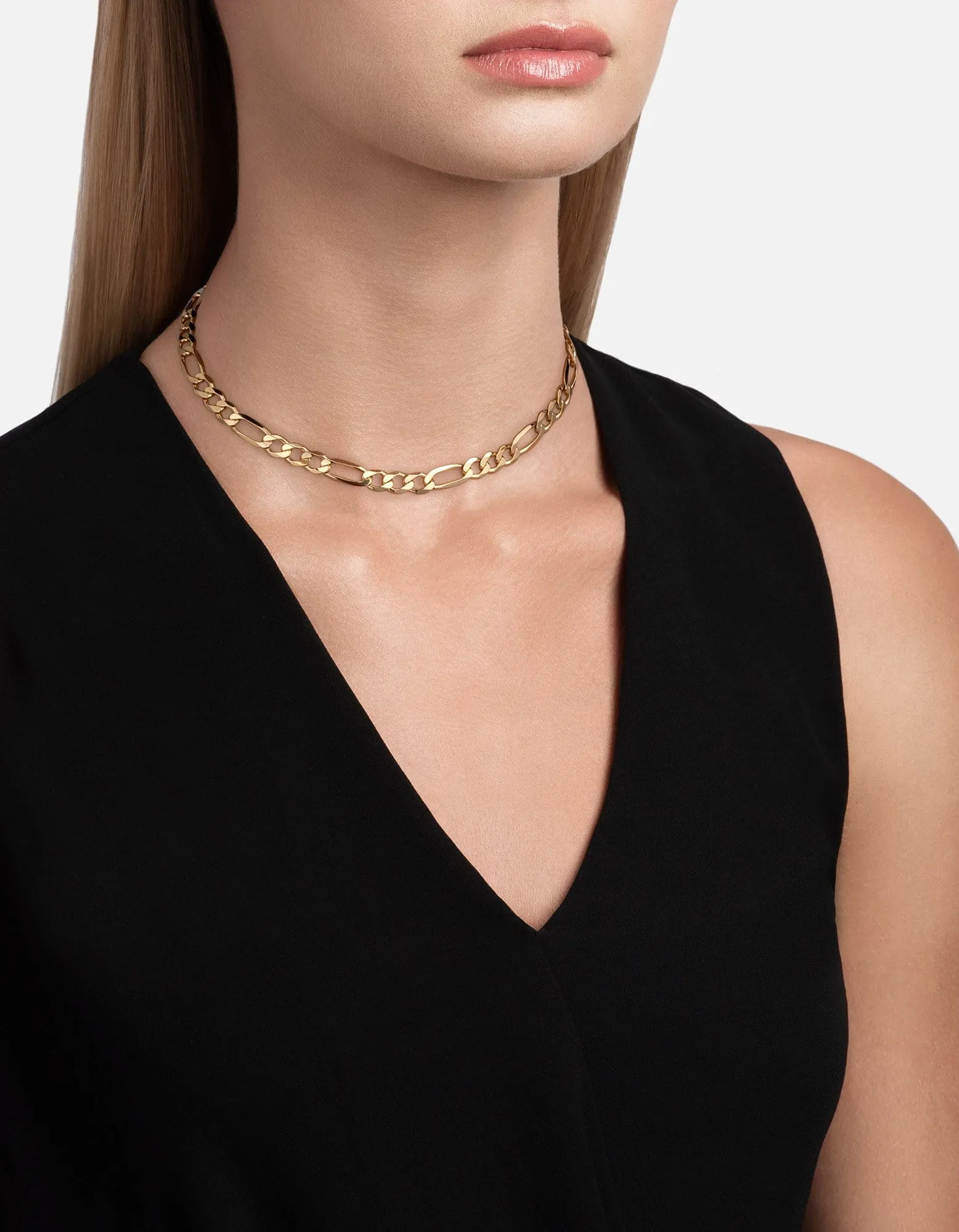 4.5mm Figaro Chain Choker, Gold Vermeil