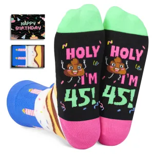 45th Birthday Socks, 45 Year Old Birthday Gifts for Middle Aged Men Women, Best Gifts for 45 Year Old Man Woman, 45th Birthday Gifts for Him Her