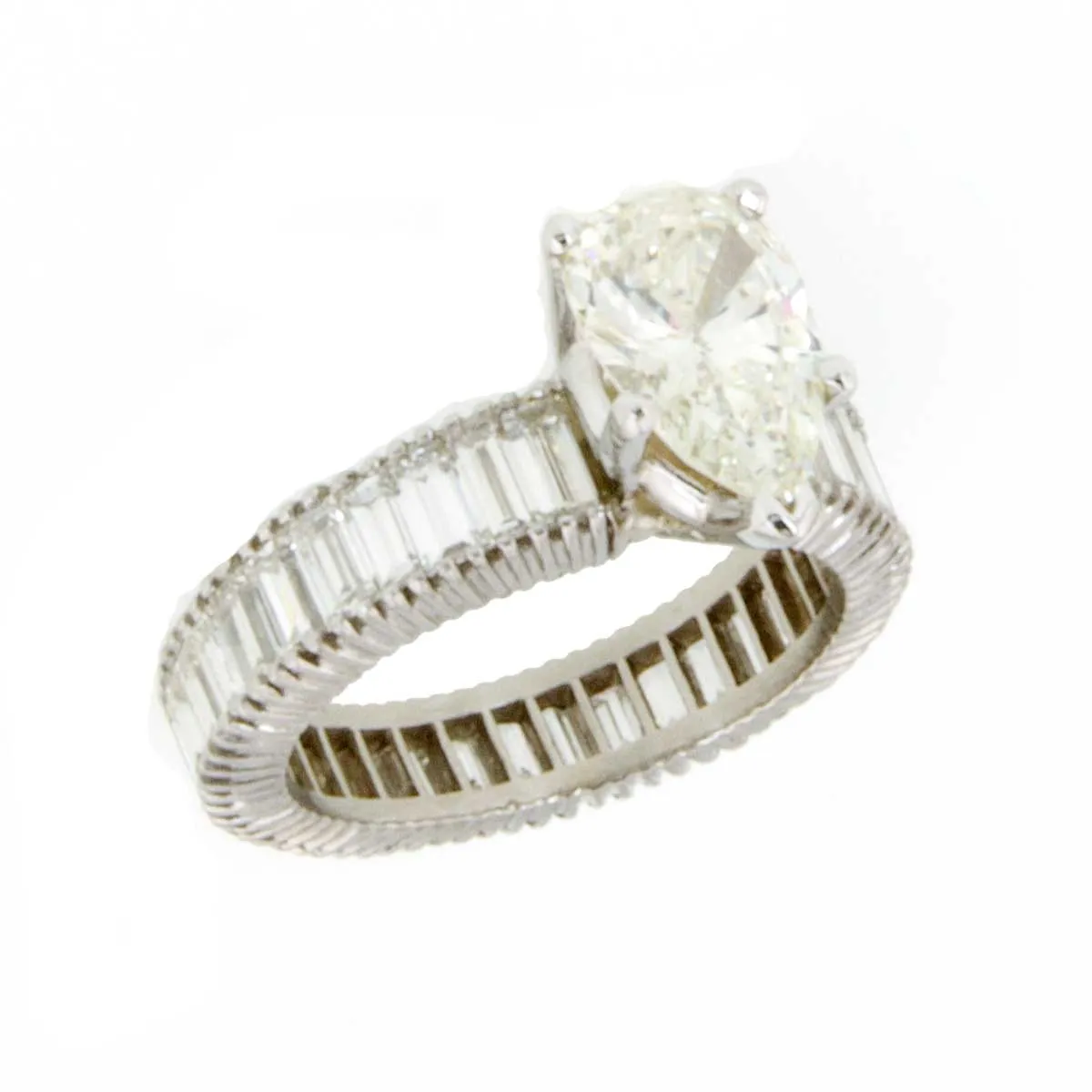 6.56ct Pear & Baguette Diamond Engagement Ring