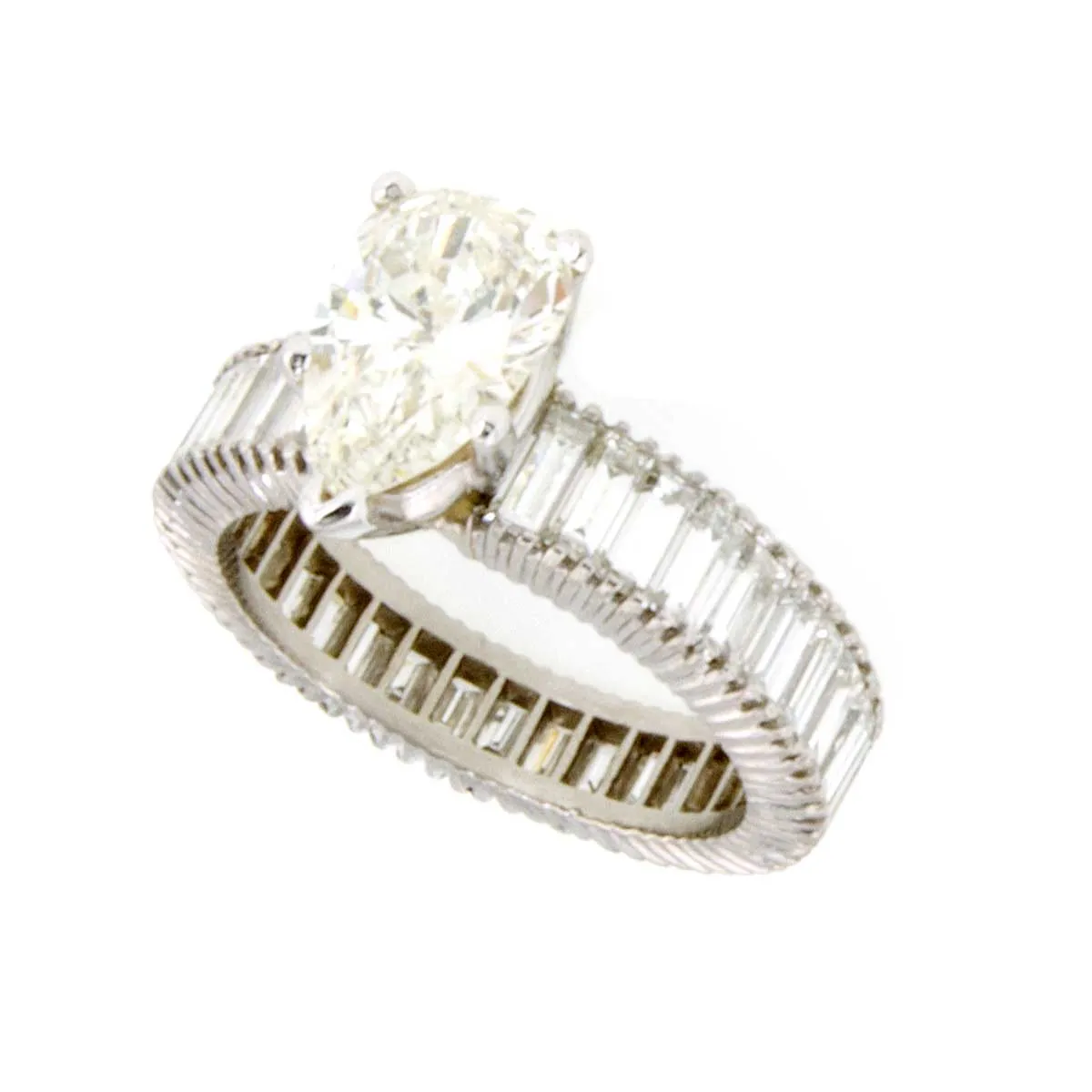 6.56ct Pear & Baguette Diamond Engagement Ring