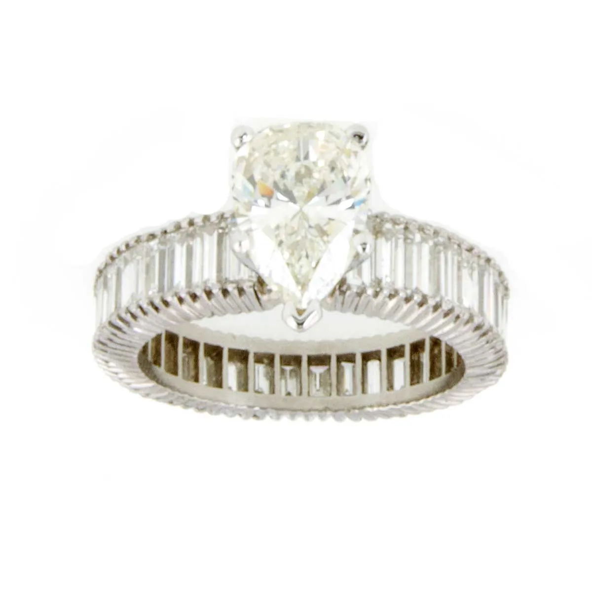 6.56ct Pear & Baguette Diamond Engagement Ring