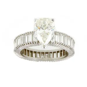 6.56ct Pear & Baguette Diamond Engagement Ring