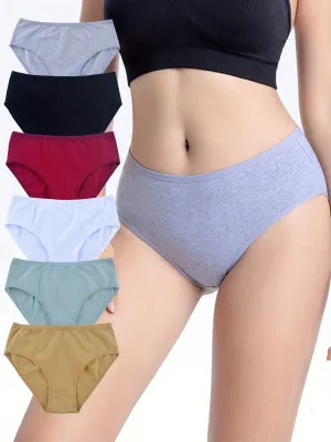 6pcs Solid Briefs Women's Underwear - Comfy & Breathable