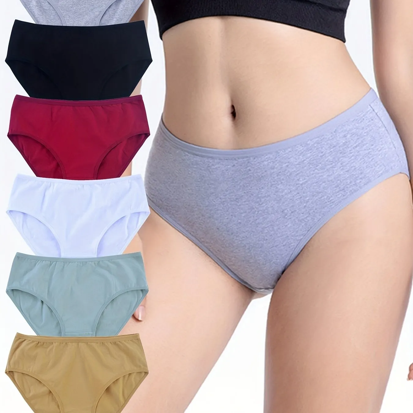 6pcs Solid Briefs Women's Underwear - Comfy & Breathable