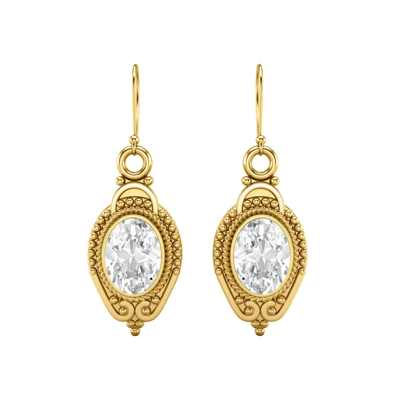 925 Sterling Silver 7x5mm Oval Moissanite Diamond Dangle Women's Earrings