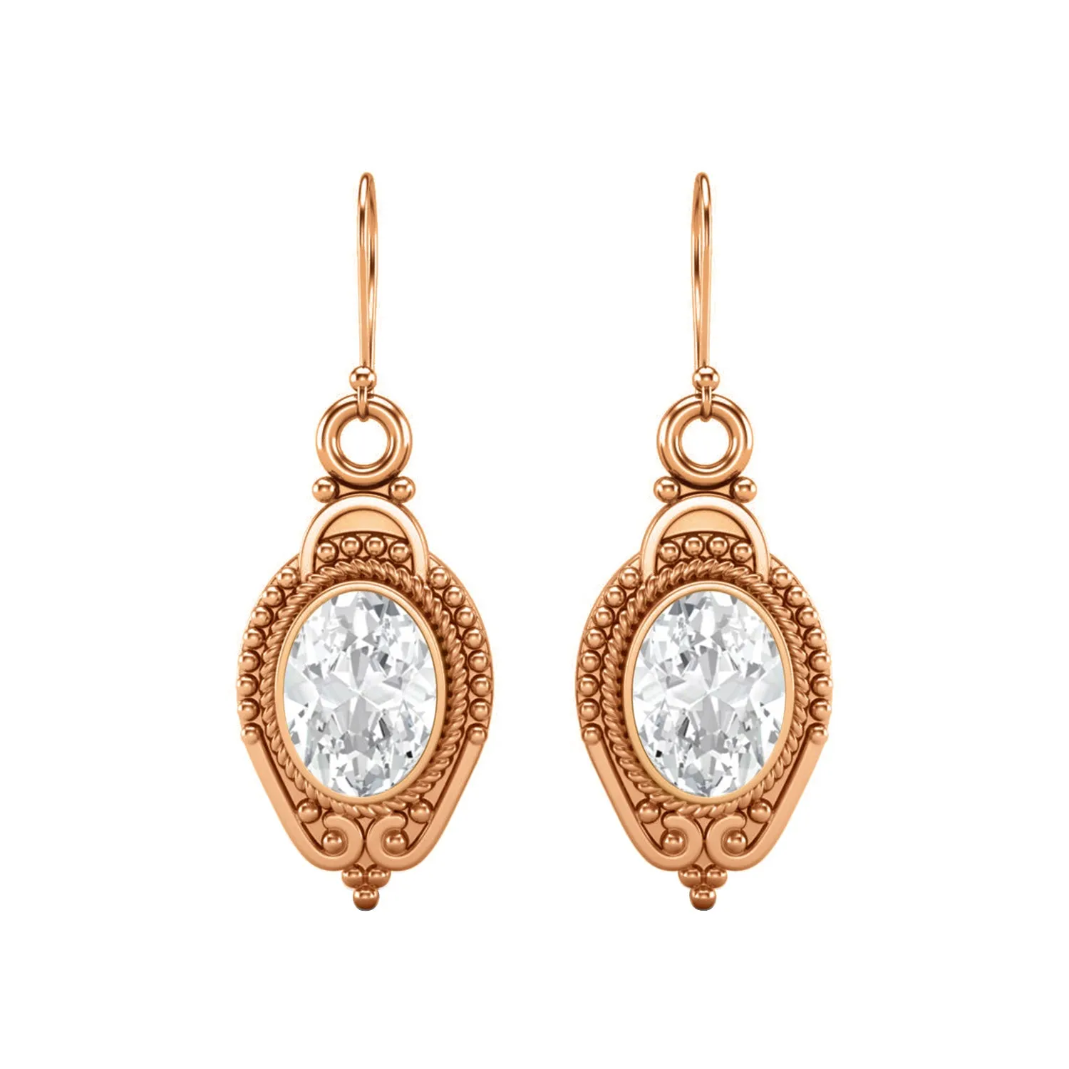 925 Sterling Silver 7x5mm Oval Moissanite Diamond Dangle Women's Earrings