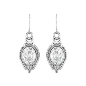 925 Sterling Silver 7x5mm Oval Moissanite Diamond Dangle Women's Earrings