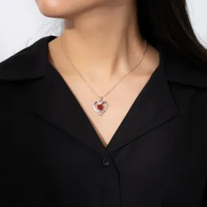 925 Sterling Silver January Birthstone Garnet Red Heart Pendant Forever Love for Women